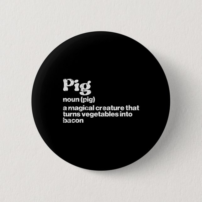 Pig Definition Bycon Funny Bbq Byrbecue Grill Men  Button (Front)