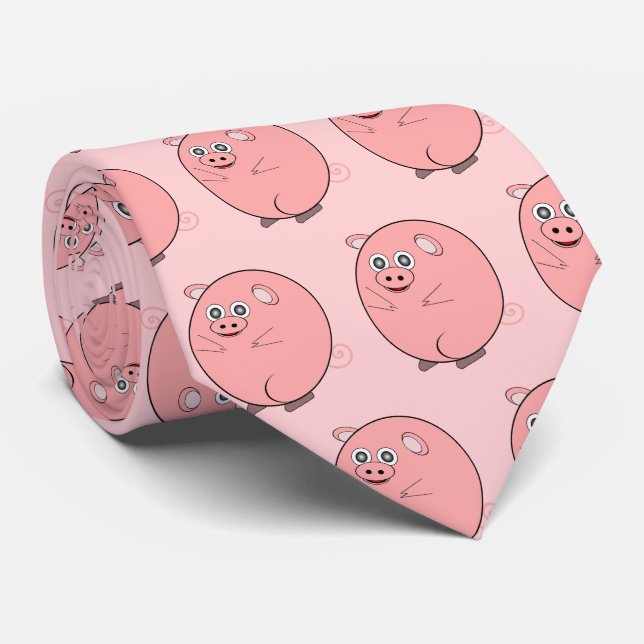 Pig Design Neck Tie (Rolled)