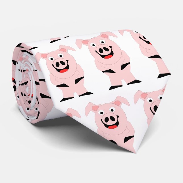 Pig Design Neck Tie (Rolled)