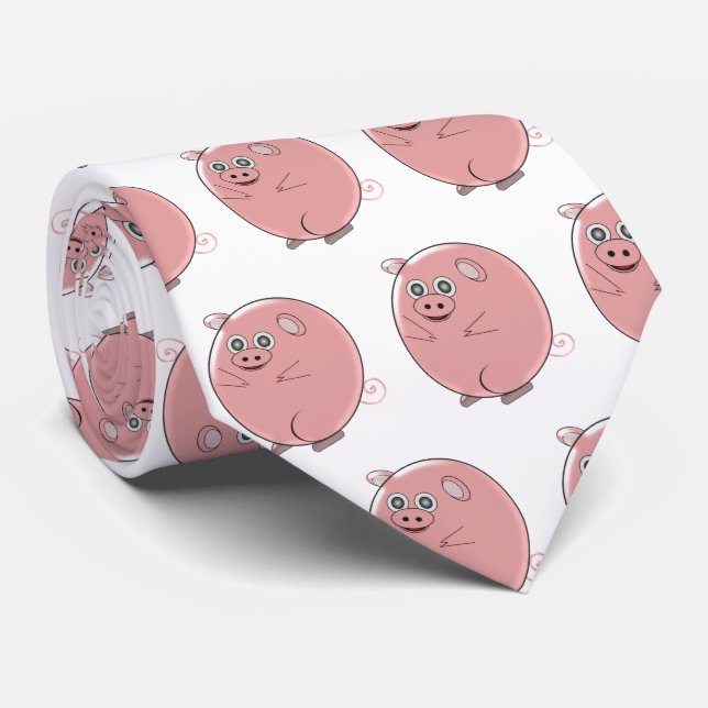 Pig Design Neck Tie (Rolled)