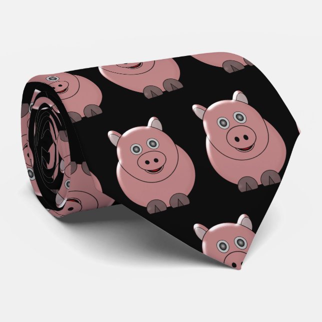 Pig Design  Neck Tie (Rolled)