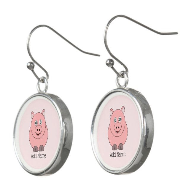 Pig Design Personalised Earrings (Angled)