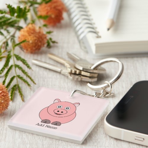 Pig Design Personalised Keychain