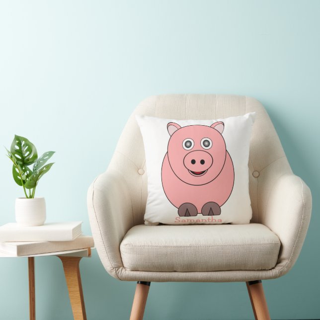 Pig Design Personalised Throw Pillow (Chair)
