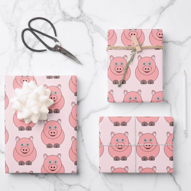 Pig Design Wrapping Paper Sheets (Front)