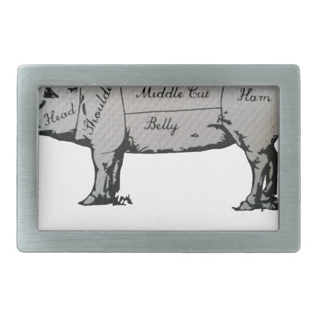 Pig Diagram Belt Buckle (Front)