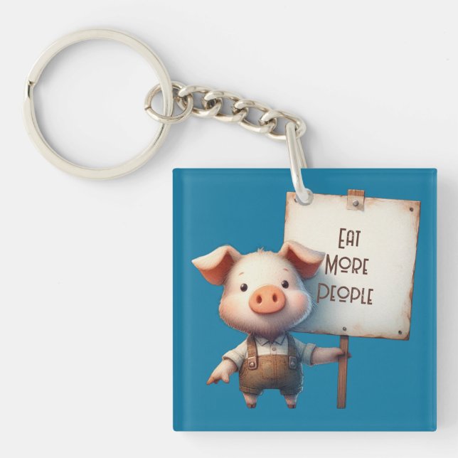 Pig - Eat More People Keychain (Front)
