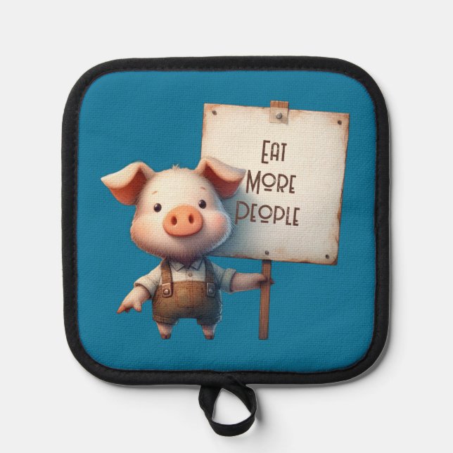 Pig - Eat More People Oven Mitt Pot Holder (Front)