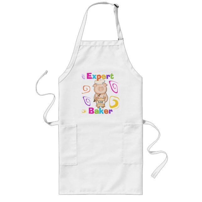 Pig Expert Baker Tshirts and Gifts Long Apron (Front)