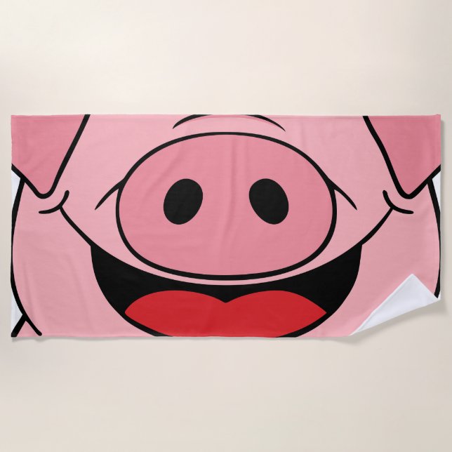 Pig Face Beach Towel (Front)