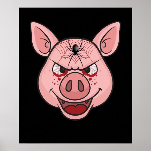 Pig Face Funny Cute Animal Halloween Costume Poster