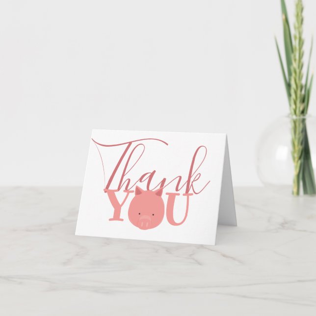 Pig Face Letterpress Thank You Card (Front)