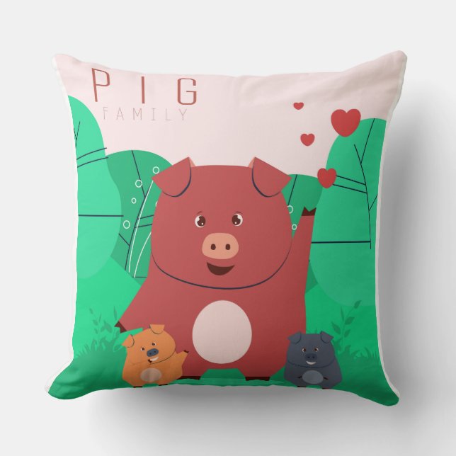 Pig Family Pillow (Front)