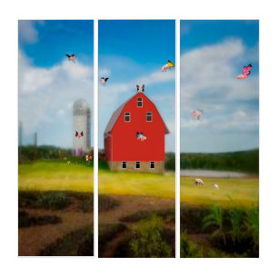 Pig Farm Acrylic Triptych Wall Art