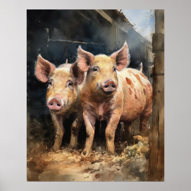 Pig Farm Animal Art Print Poster (Front)