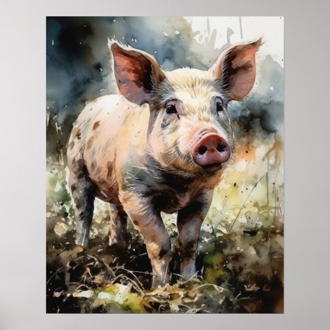 Pig Farm Animal Art Print Poster (Front)