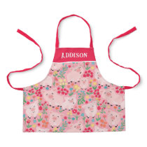 Pig Farm Animal Floral Rustic Personalized Apron