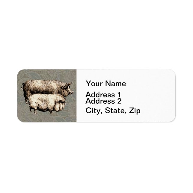 Pig Farm Country Antique Illustration Art Label (Front)