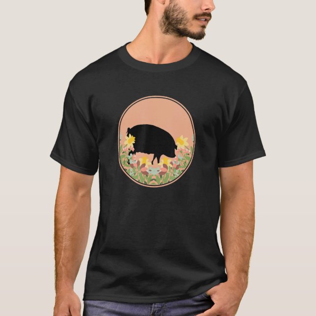 Pig - Farm Floral Flower T-Shirt (Front)