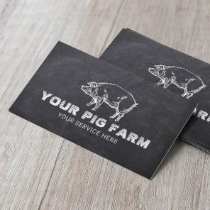 Pig Farm Livestock Pork Producer Rustic Chalkboard Business Card