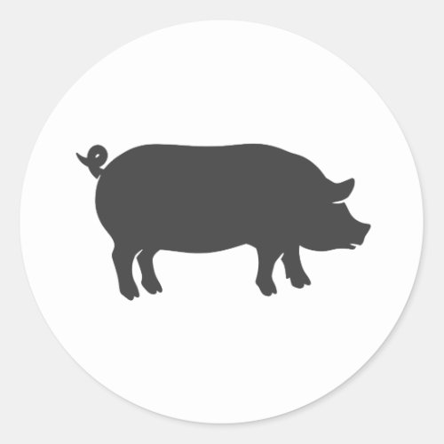 Pig farm silhouette _ Choose background color Classic Round Sticker