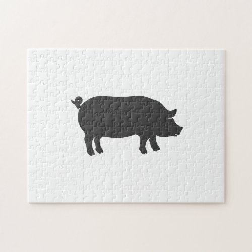 Pig farm silhouette _ Choose background color Jigsaw Puzzle