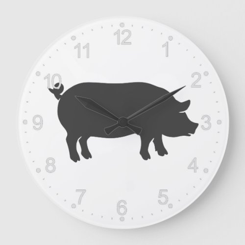 Pig farm silhouette _ Choose background color Large Clock