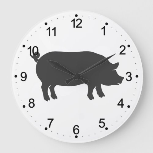 Pig farm silhouette _ Choose background color Large Clock