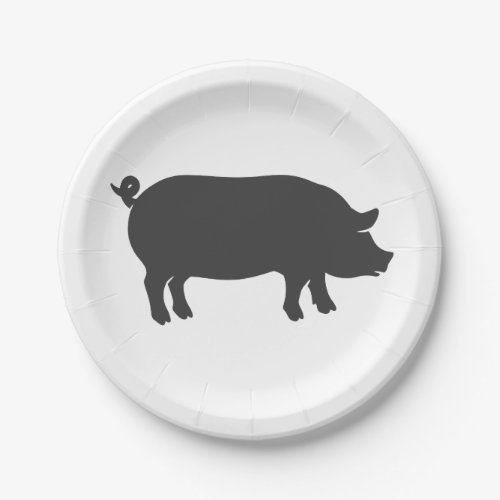 Pig farm silhouette _ Choose background color Paper Plates