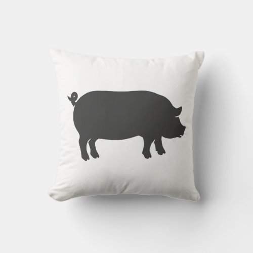 Pig farm silhouette _ Choose background color Throw Pillow