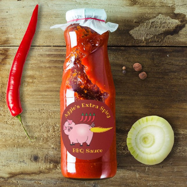 Pig Farting Fire Spicy BBQ Sauce Classic Round Sticker (Creator Uploaded)
