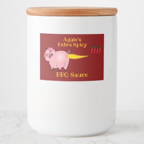 Pig Farting Fire Spicy BBQ Sauce Food Label