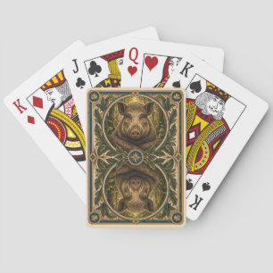 Pig Fern Woodland Watercolor GeoSaga Poker Cards