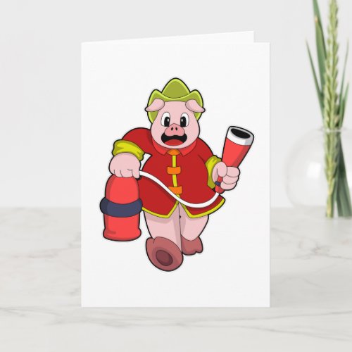 Pig Firefighter Fire extinguisher Card