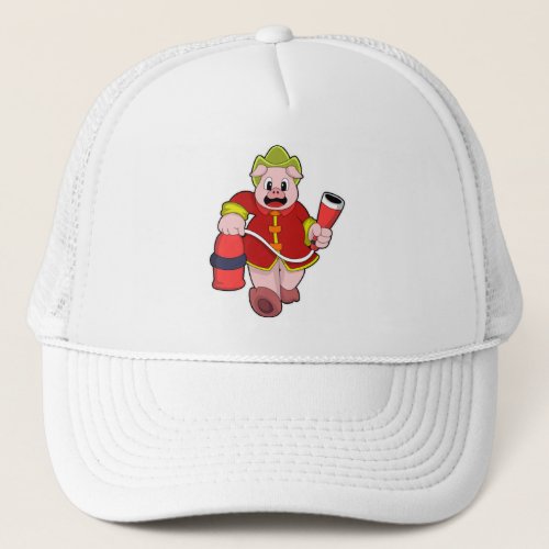 Pig Firefighter Fire extinguisher Trucker Hat