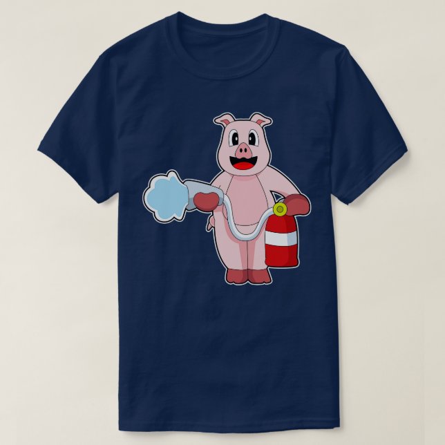 Pig Firefighter Fire hose T-Shirt (Design Front)