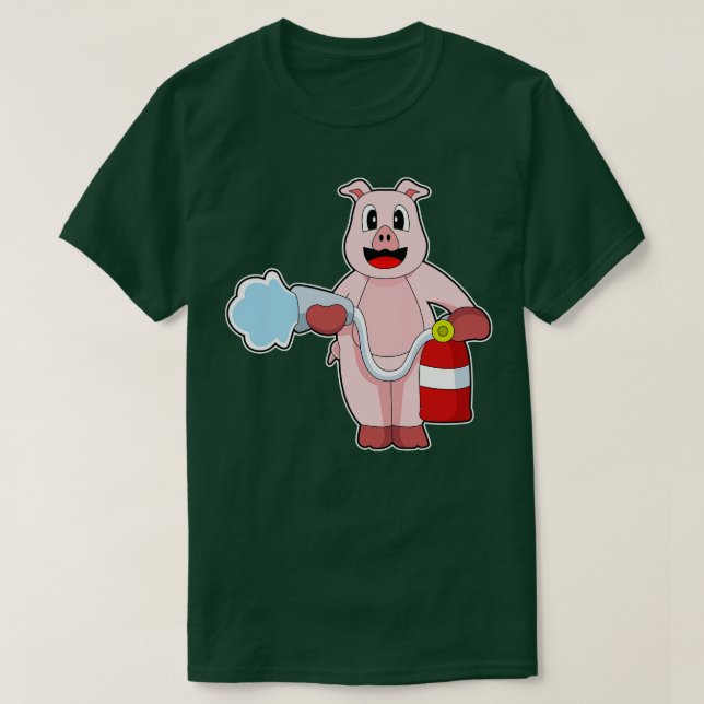 Pig Firefighter Fire hose T-Shirt (Design Front)