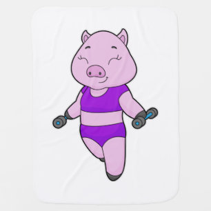 Pig Fitness Dumbbell Baby Blanket