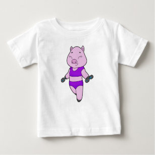 Pig Fitness Dumbbell Baby T-Shirt