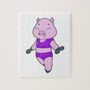 Pig Fitness Dumbbell Jigsaw Puzzle