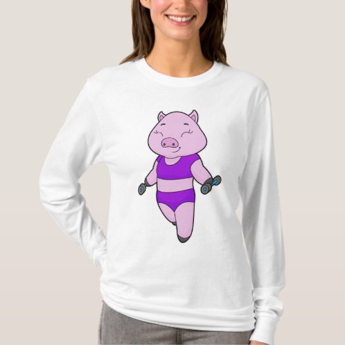 Pig Fitness Dumbbell T_Shirt