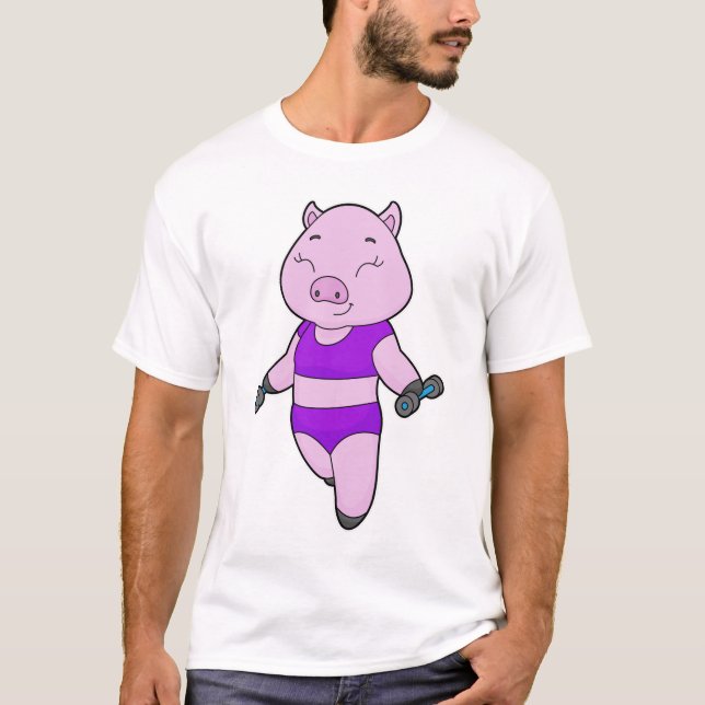 Pig Fitness Dumbbell T-Shirt (Front)