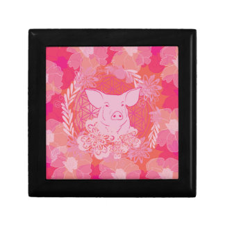 pig,flower of life, blue, mandala,zen,chakra,patt gift box