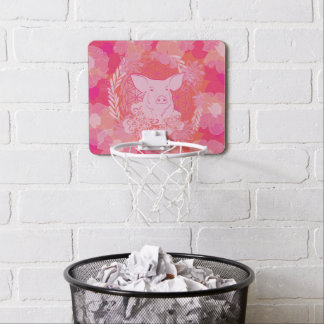 pig,flower of life, blue, mandala,zen,chakra,patt mini basketball hoop