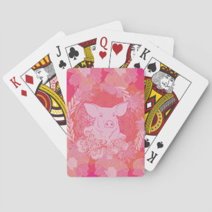 pig,flower of life, blue, mandala,zen,chakra,patt poker cards