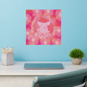 pig,flower of life, blue, mandala,zen,chakra,patt wall decal