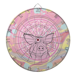 pig,flower of life, rose, mandala,zen,chakra, dart board