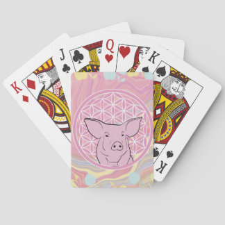 pig,flower of life, rose, mandala,zen,chakra, poker cards