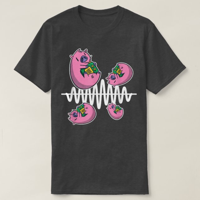 Pig Fly Around Frequency Waves Ham Radio Operator  T-Shirt (Design Front)