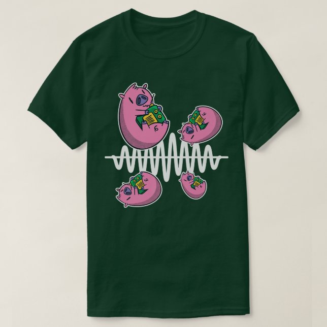 Pig Fly Around Frequency Waves Ham Radio Operator  T-Shirt (Design Front)